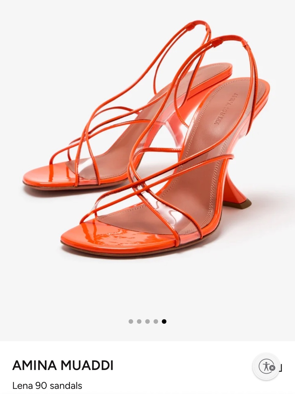 AMINA MUADDI
Women's Orange Lena 90 Pvc And Patent Leather Sandals size 38